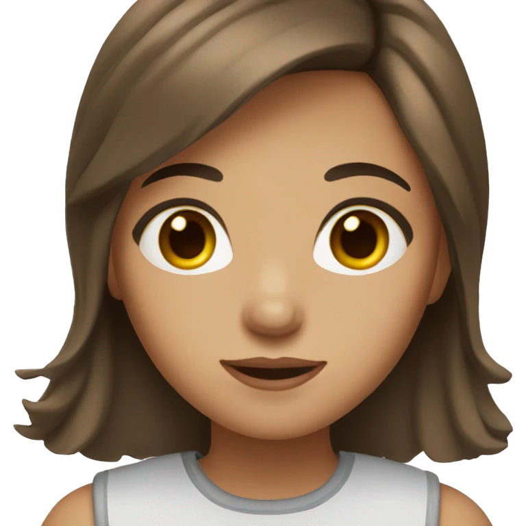 Girl with Brown hair and Brown eyes emoji