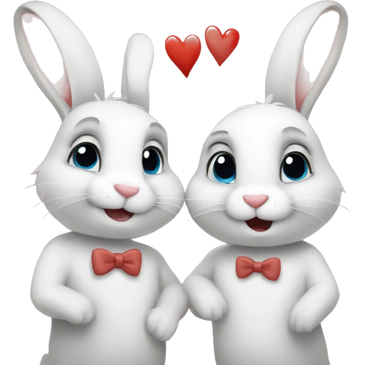 rabbit couple in love emoji
