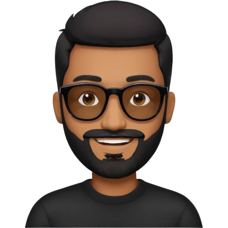 Indian man with  black hair and beard and black sunglasses and black jumper emoji
