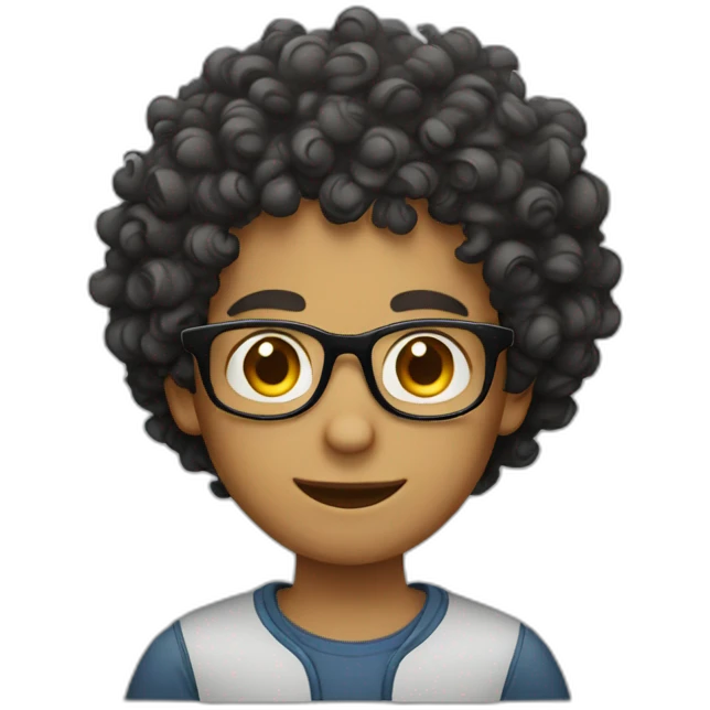 Curly haired boy with glasses emoji