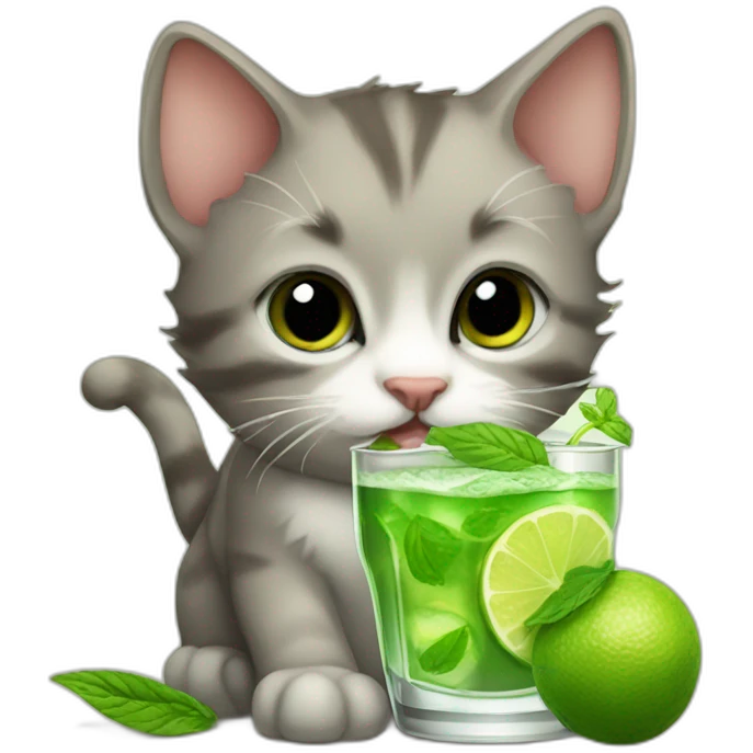 baby sherlock holmes cat drinking mojito emoji