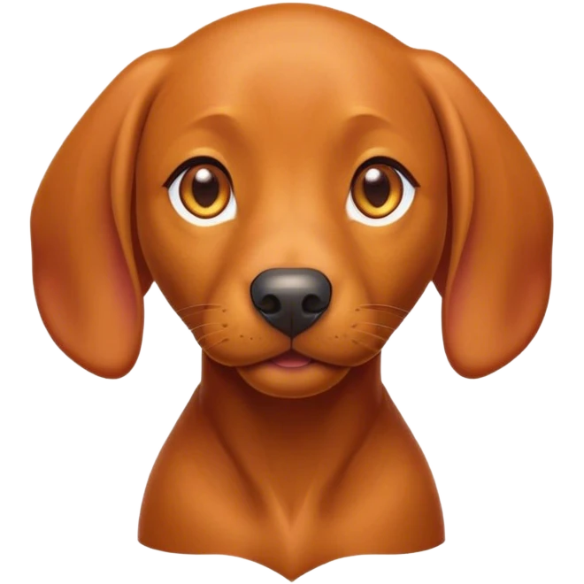 Cinematic Cute Vizsla Portrait Emoji, Head tilted playfully and inquisitively, featuring a sleek rust and gold Fur with a natural sheen, round, sparkling amber eyes filled with curiosity, Simplified yet irresistibly adorable features, highly detailed, glowing with a warm, friendly glow, high shine, affectionate and spirited, stylized with a touch of whimsy, bright and endearing, soft glowing outline, capturing the essence of a mischievous yet loving companion, so playful it feels like it could dash out of the screen and into your arms! emoji