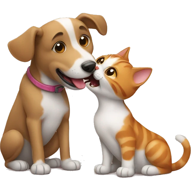 dog licks cat emoji