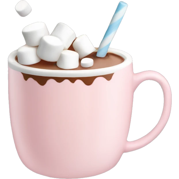 Light Pink mug of hot chocolate with marshmallows  emoji
