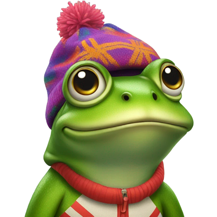 Frog with ski cap emoji