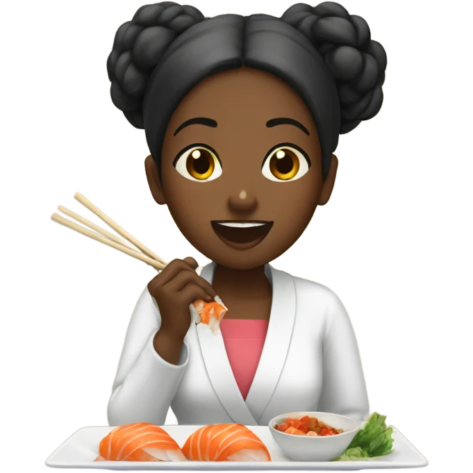 Black girl eating sushu emoji