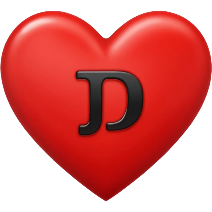 Un corazón grande rojo con la letra" J" en negra y en  mayúscula y en el centro  emoji