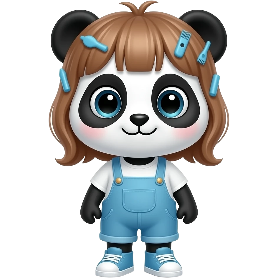 cute panda Hair Dresser front facing with outfit emoji
