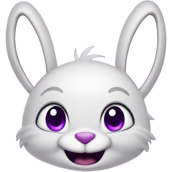 Jax the rabbit with purple skin and devious eyes and a smile emoji