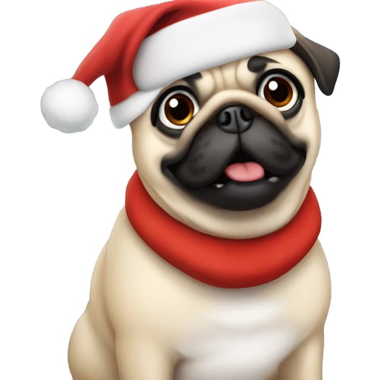 pug wearing a santa hat emoji