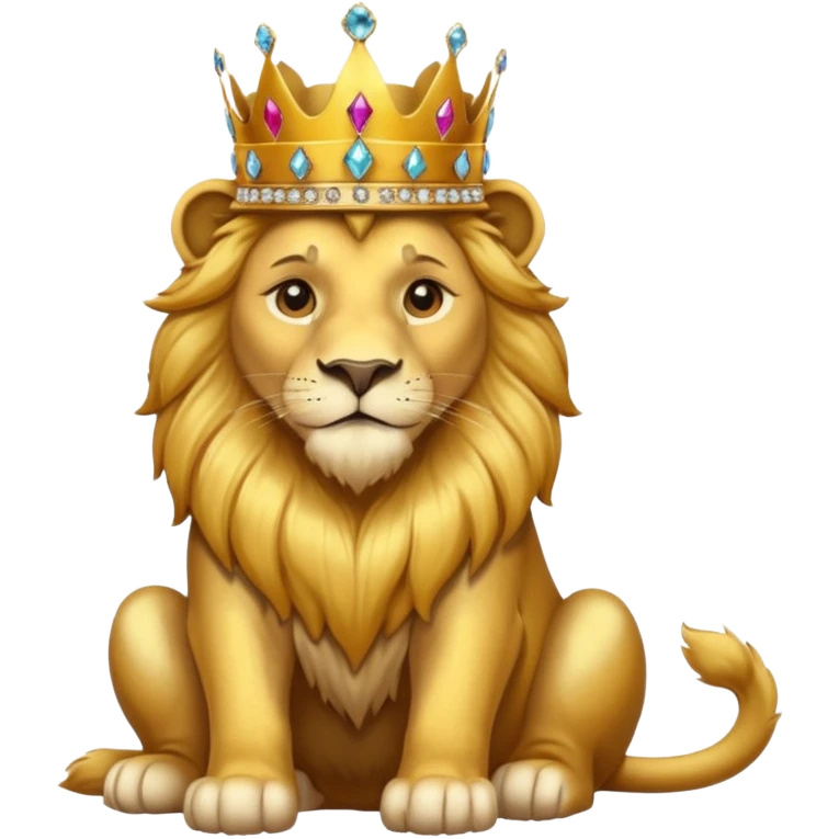 Lion King – proud golden lion wearing a tall jeweled crown, sitting emoji