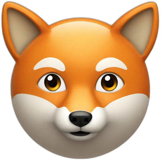 3d sphere with a cartoon fox with big calm eyes emoji