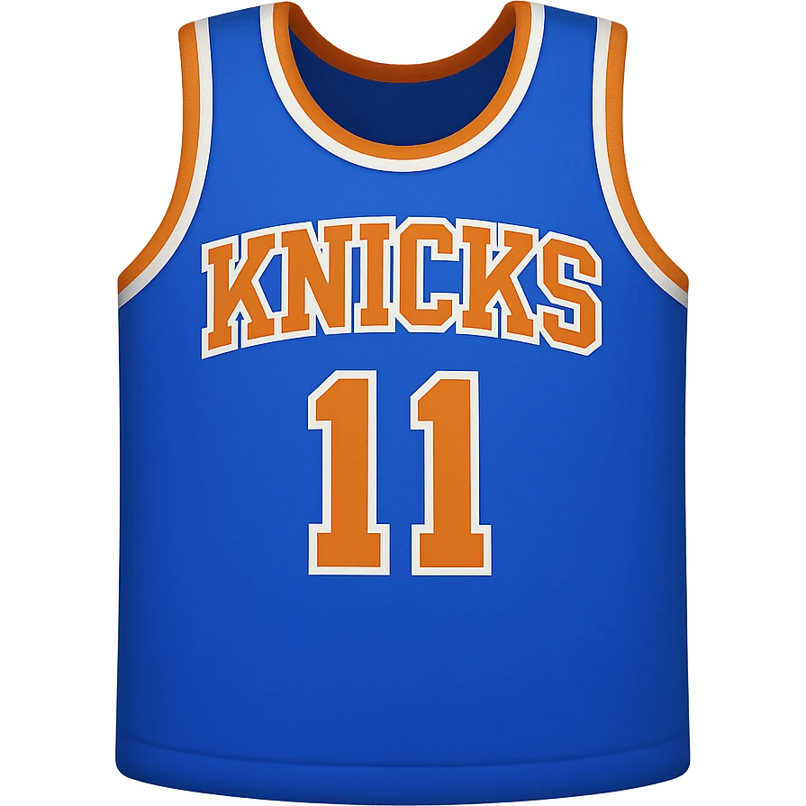 new york knicks basketball jersey featuring the number 11, ios emoji style emoji