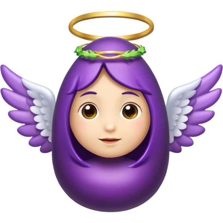 Eggplant from the side wearing an angel halo emoji