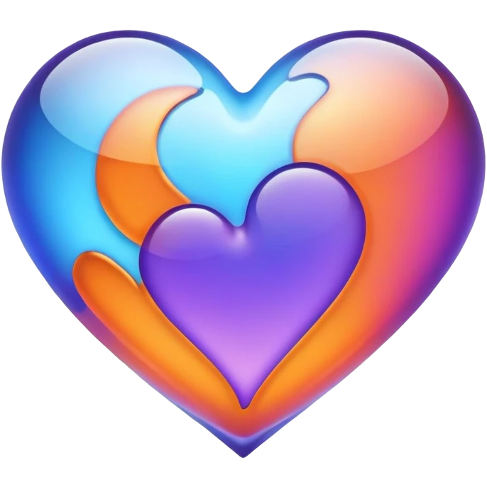 glowing matte orange purple blue transparent heart emoji