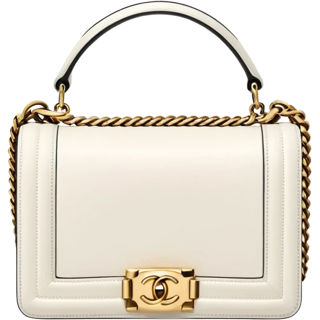 chanel le boy plain white bag gold hardware emoji