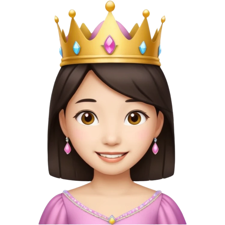Asian girl wearing a princess crown on her head  emoji