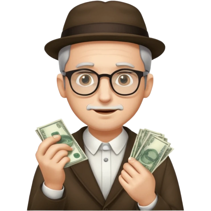 A jewish cunning man in glasses counting money emoji