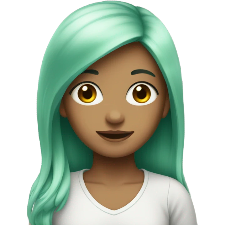 Young girl, with mint hair emoji