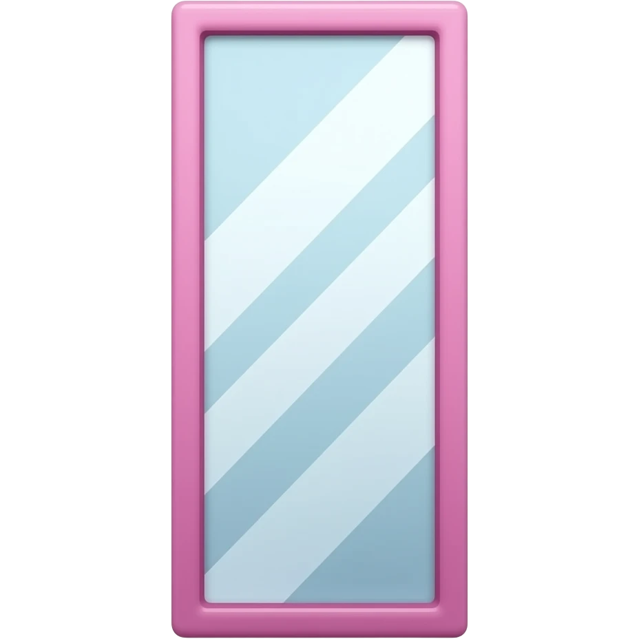 pink, purple a full body standing mirror, tall rectangular shape, simple thin frame, inspired by Barbie colour palette emoji