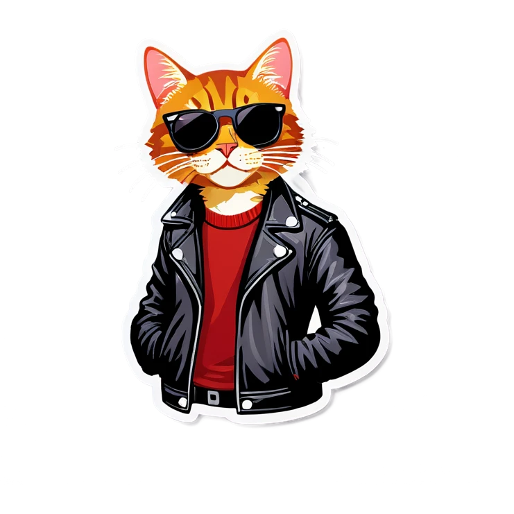 Cool cat in sun glasses wearing leather jacket  emoji