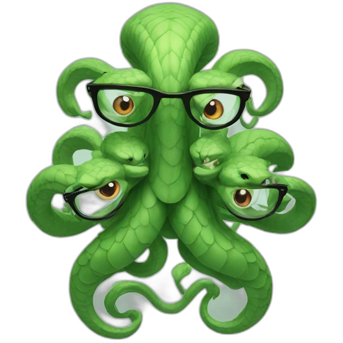 hydra with three heads and glasses emoji