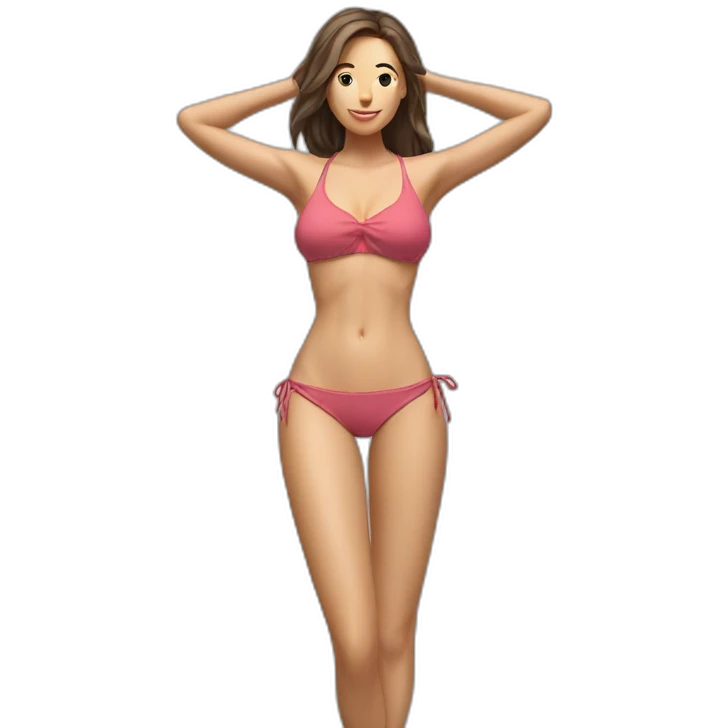 Slim-fit Caucasian woman bikini cute (beach body) bed emoji