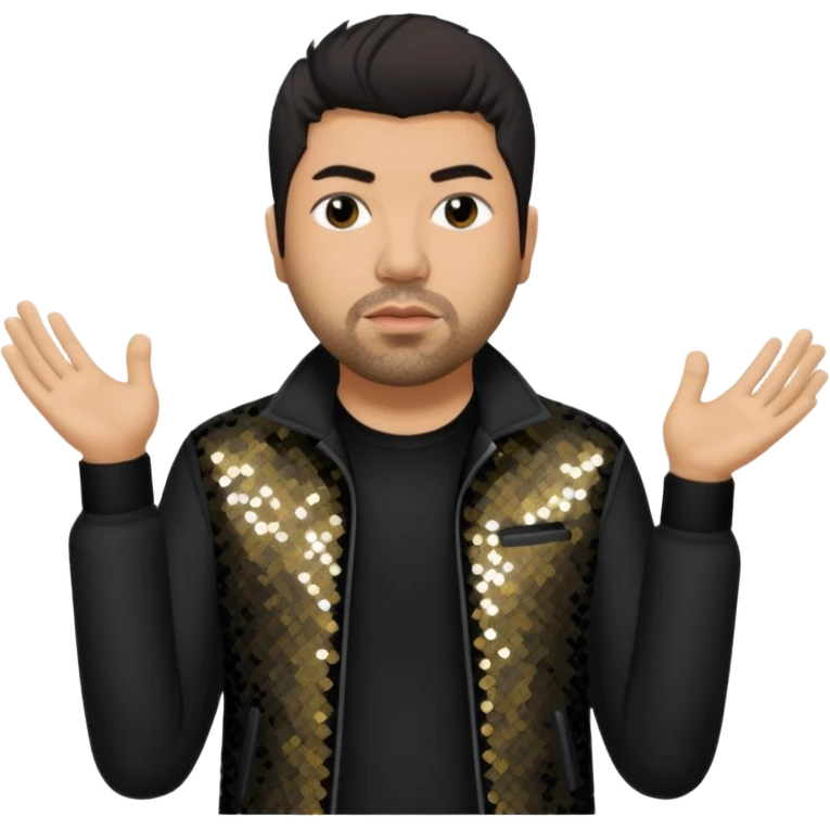 Chino Moreno from Deftones with dark brown hair, light skin, black sequin outfit emoji