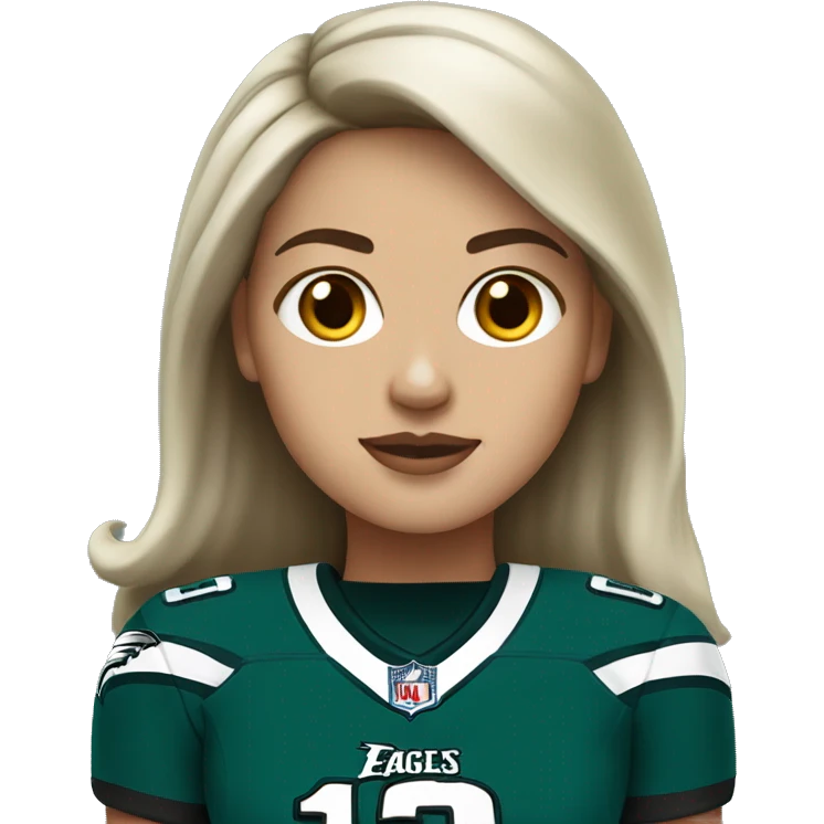 white brunette female wearing a philadelphia eagles jersey emoji