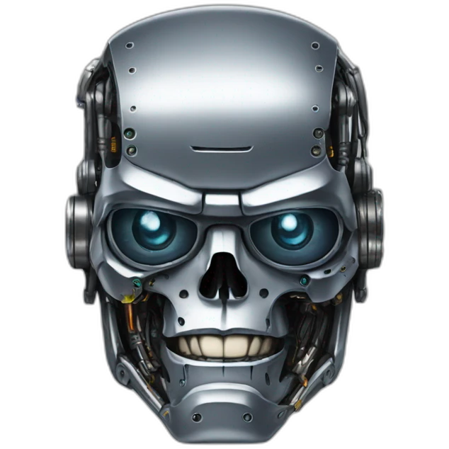 Terminator face with robot eye emoji