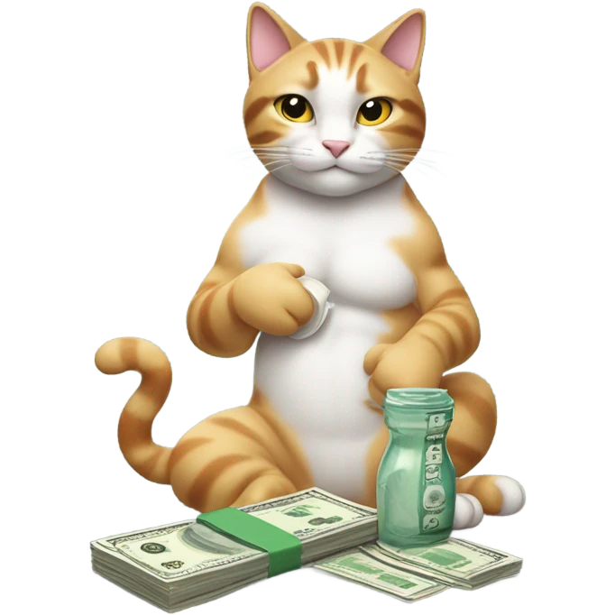 Cat flexing money and milk  emoji