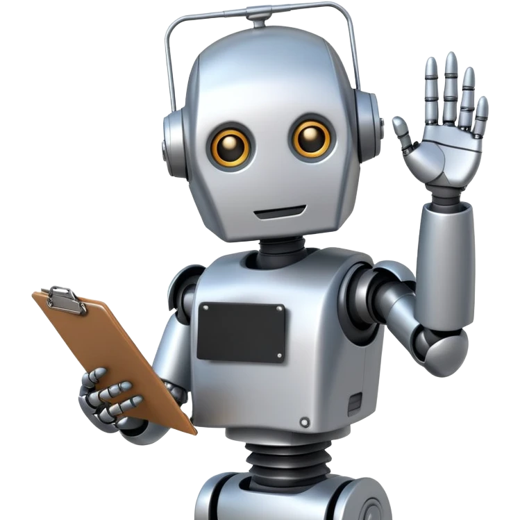 helpful robot with clipboard emoji