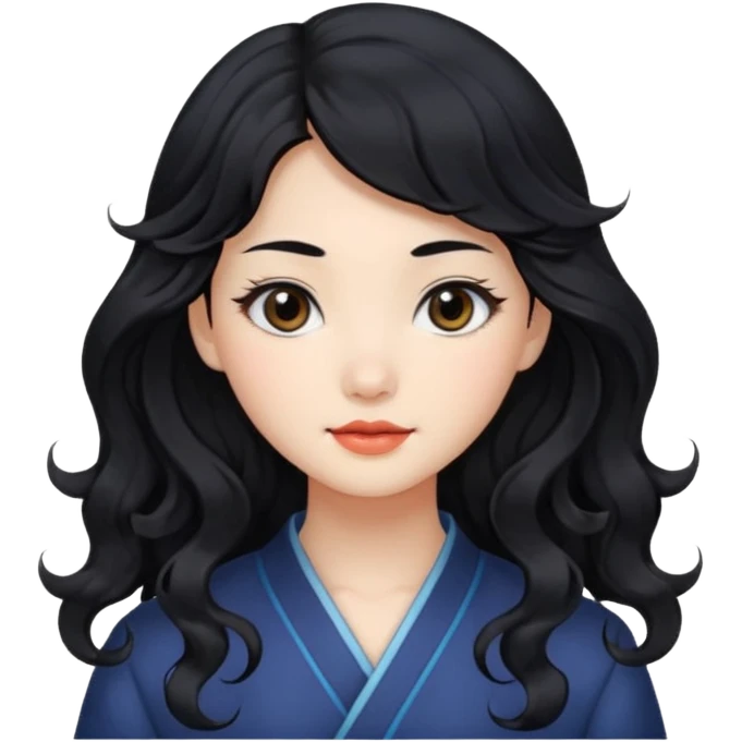Beautiful girl,Black hair,wavy hair，long hair,Black eyes,Chinese emoji