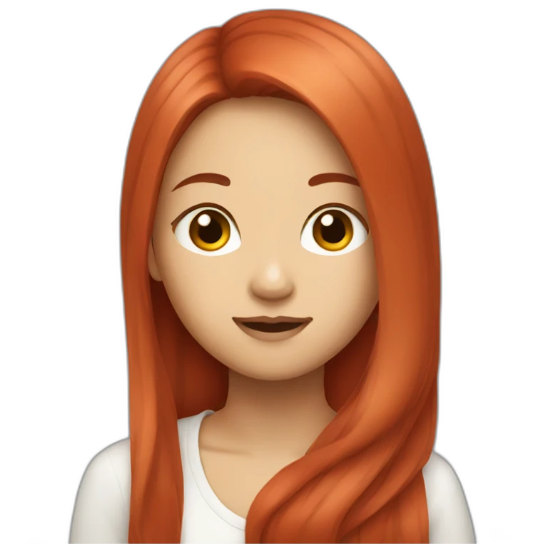 Asian girl with long red hair emoji