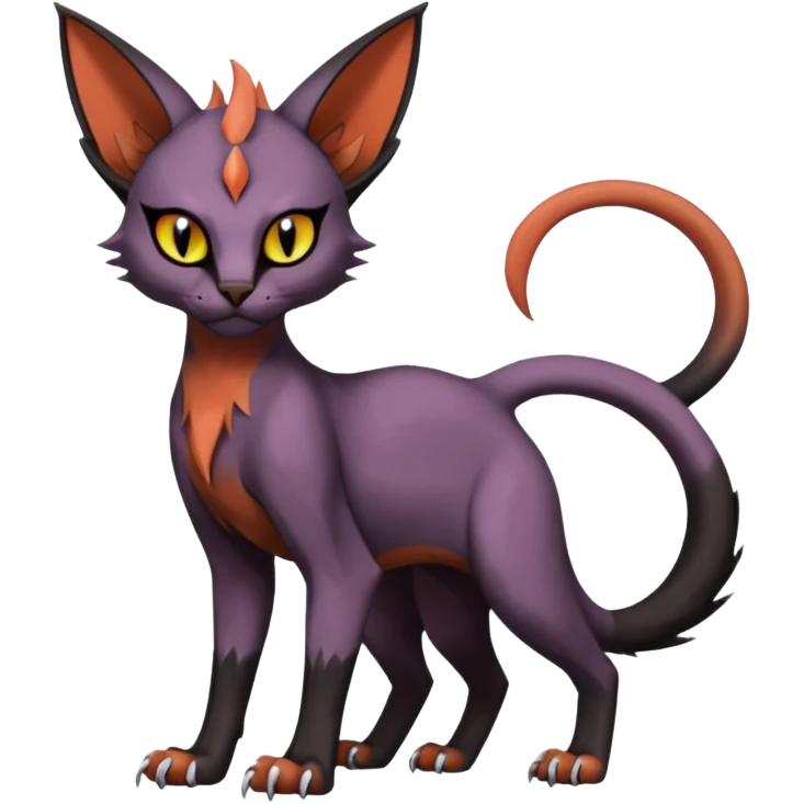 Black edgy Noivern-Purloin-Torracat-Sphynx-Lykoi-Caracal-cat-Fakemon-fusion-hybrid-creature emoji