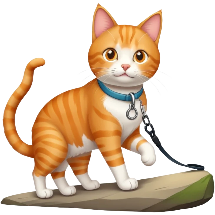cat hiking on leash emoji