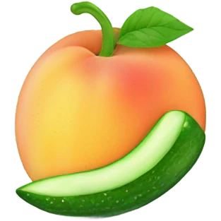 Peach being poked by cucumber emoji