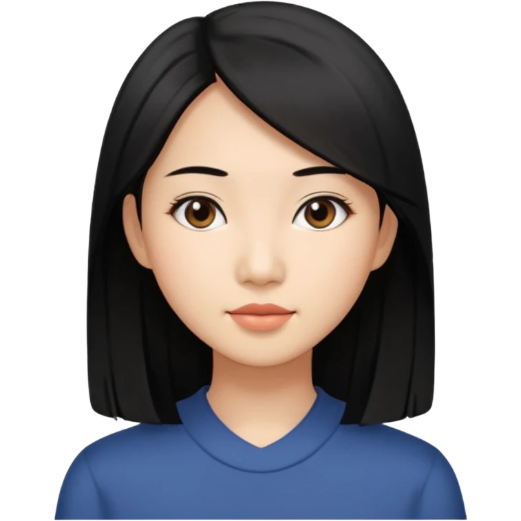 Asian women that is 27. Medium black straight hair  emoji