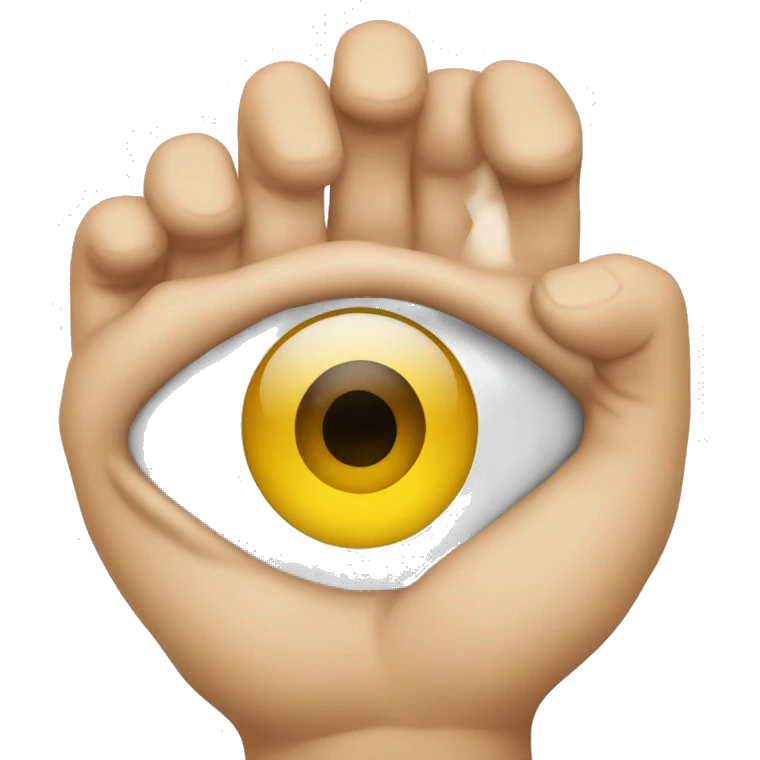 an eye that is looking through his hand emoji