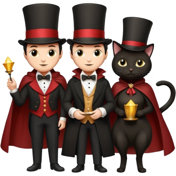 magician couple and their pet cat emoji