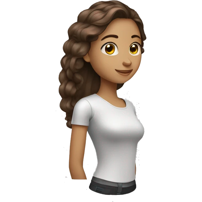 Una robot femenina cabello lacio medio largo color marrón oacuro emoji