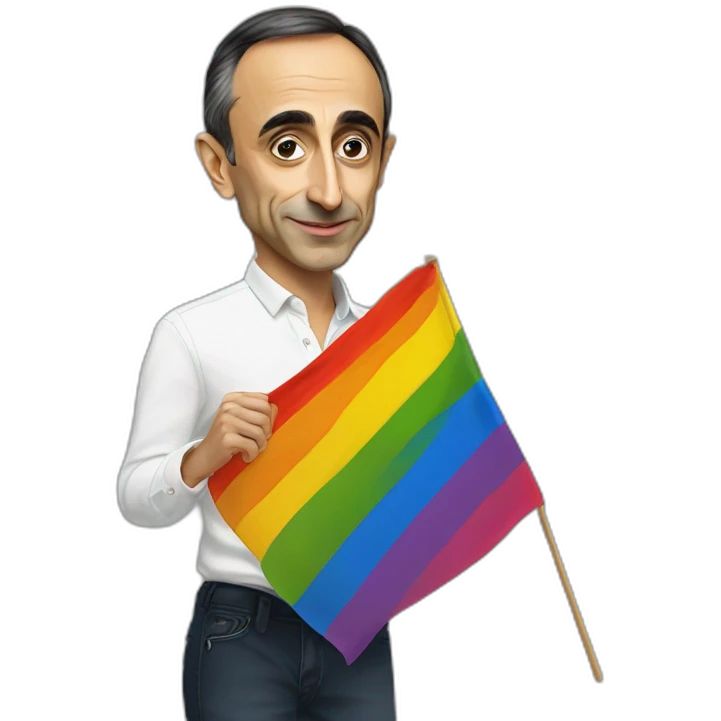 éric zemmour avec un drapeau LGBT emoji