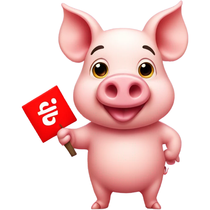 Cute pig with red 100 sign emoji