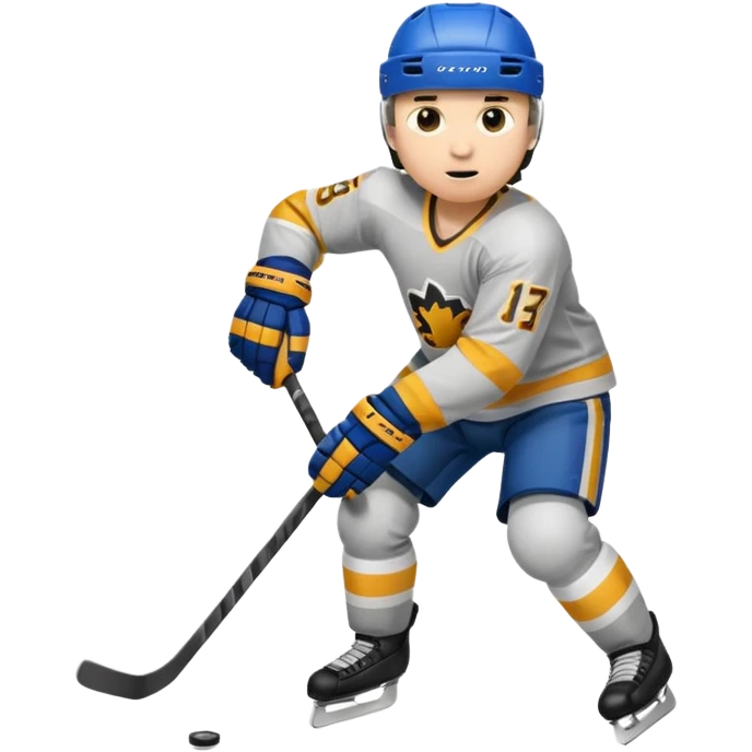 Hockey player with stick, full body emoji