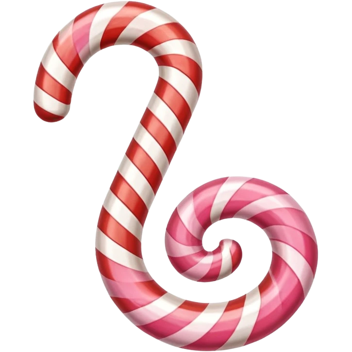 Red and pink swirled candy cane emoji