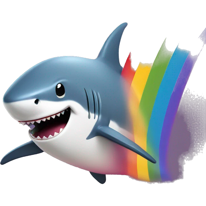 Gay shark dancing on the rainbow emoji