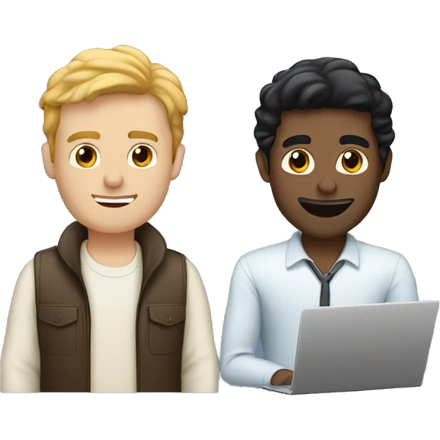 one white guy with black hair with laptop, plus one white guy with brown hair emoji