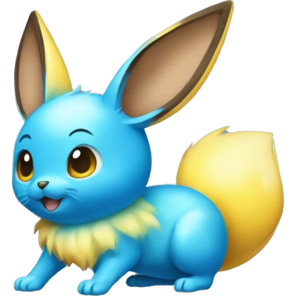 Shiny Colorful Yellow Blue Electric Mouse Eevee emoji