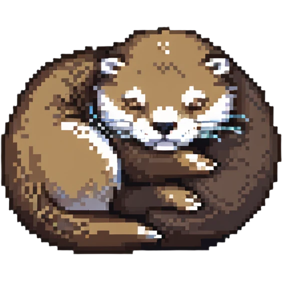 sleeping otter curled up emoji