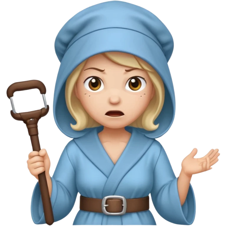 angry mom wearing a bonnet & robe holding a belt  emoji